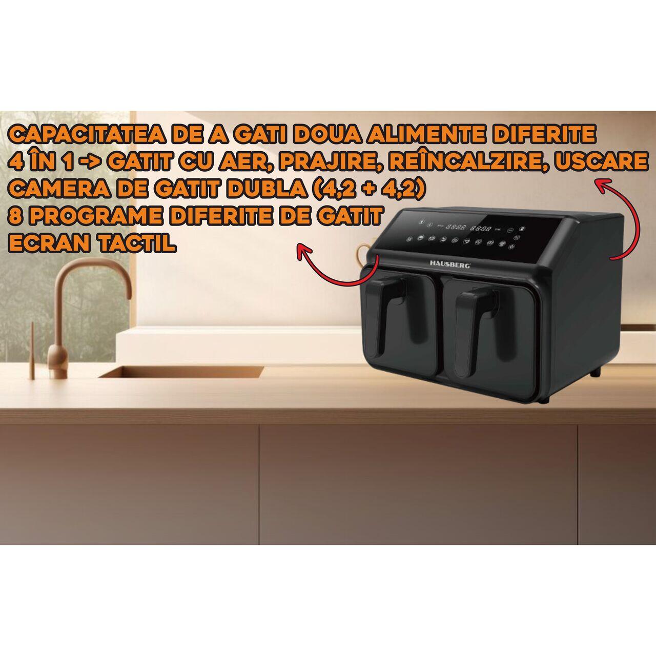 friteuza-dubla-cu-aer-cald-hausberg-2200-2400w-8-litri-timer friteuza-dubla-cu-aer-cald-hausberg-2200-2400w-8-litri-timer
